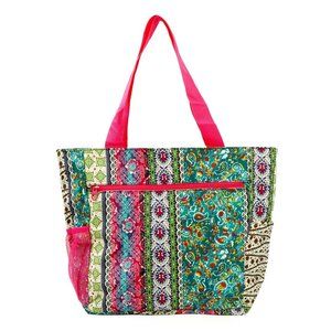 Large Boho Print Patterned Tote Bag w/ Liner for the Beach, Gro…